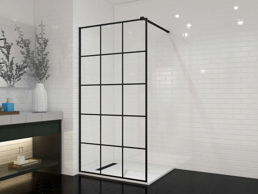 Black Wet Room Tempered Shower Screen