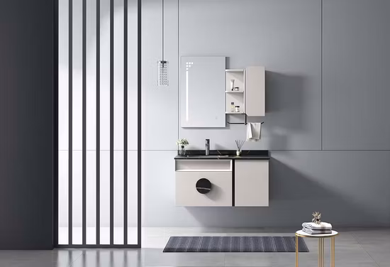 유럽식 욕실 가구 금속 손잡이 LED 거울 욕실 캐비닛